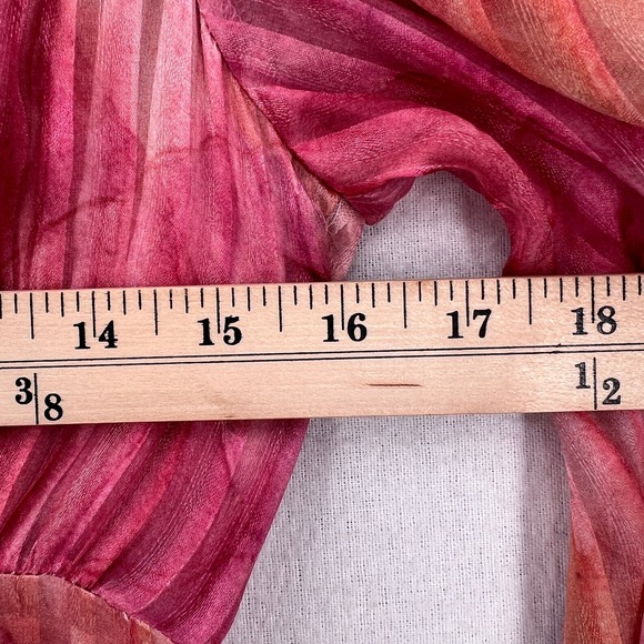 LOVESHACKFANCY Meridian Dress Womens 4 Pink Watercolor Print Long Sleeve NWT - Picture 13 of 16